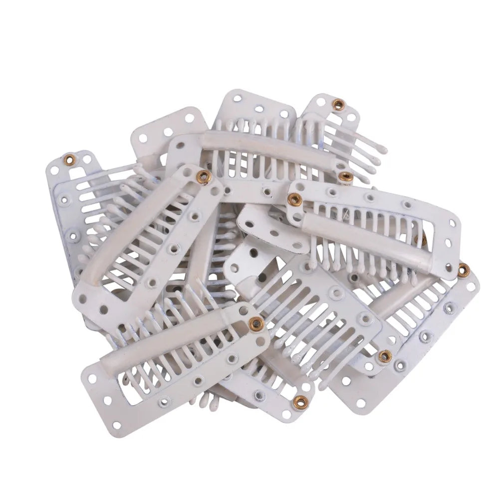 20pcs 10-Teeth Snap-Comb Wig Clips with Rubber for Hair Extension Hair Snap Clips Weave Toupee Clips Styling Tools