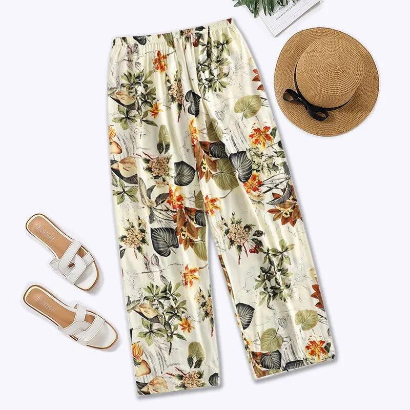 Women's Casual Loose Wide Leg Cozy Pants Sweatpants Summer Beach Pants High Stretch Elastic Waistband