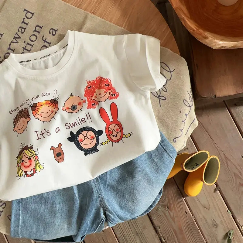T-Shirt Enfant Été | Imprimé Cartoon Mignon | Pull Fille & Garçon | 3-8 Ans | Tendance