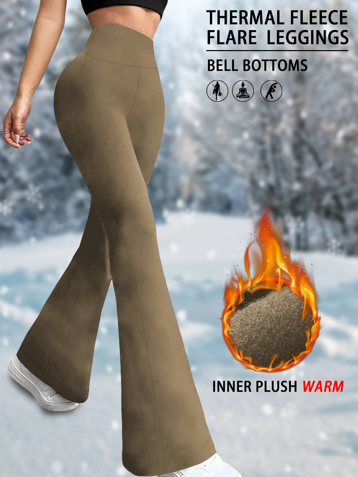 High Waisted Fleece Flare Leggings for Women - Super Soft Bootcut Pants with Tummy Control, Perfect for Yoga Practice