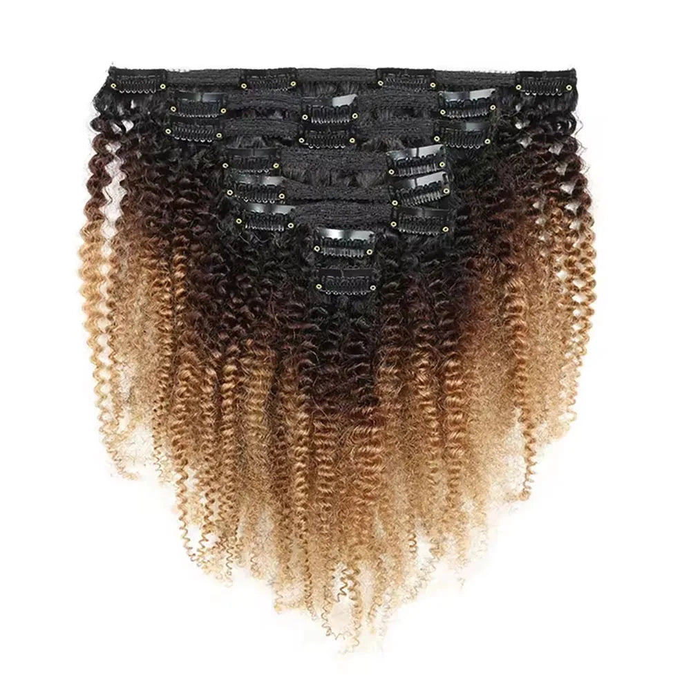 Extensions à Clips Afro Curly Kinky | 10-24 Pouces | 120g 8 Pièces | Cheveux Humains Remy | Volume Complet