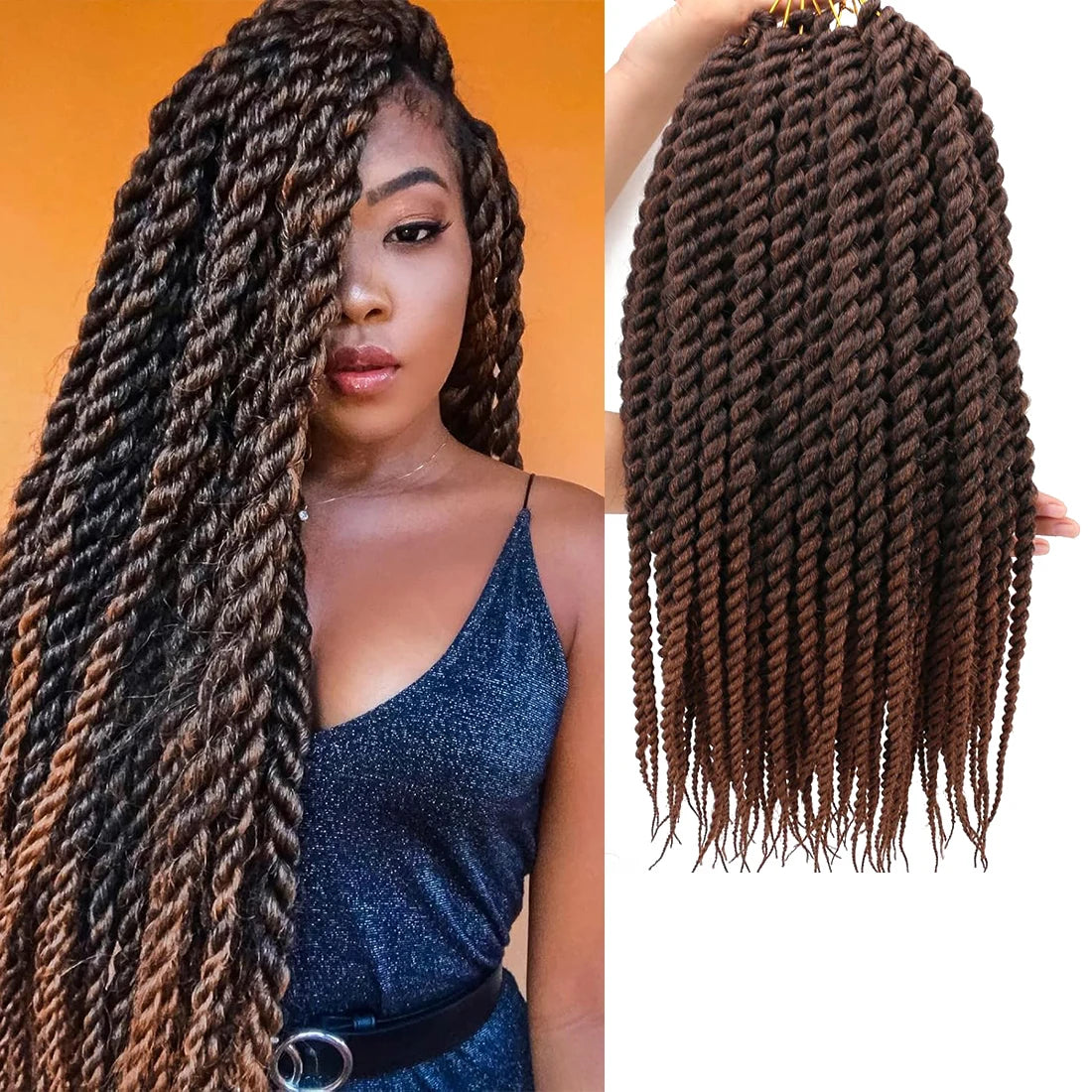 Senegalese Twist Crochet Braids High Temperature Synthetic Fiber, Lightweight & Odorless, Elastic & Soft, Elegant Style for Women