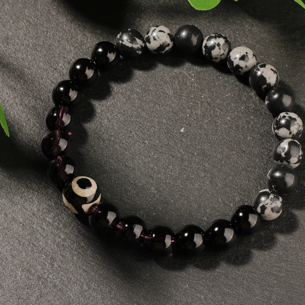 Eye Bracelets for Women Cute Spring Summer Beach Holiday Jewelry Natural Stone Beads Bangles Purple Black Gray Beads Bracelets