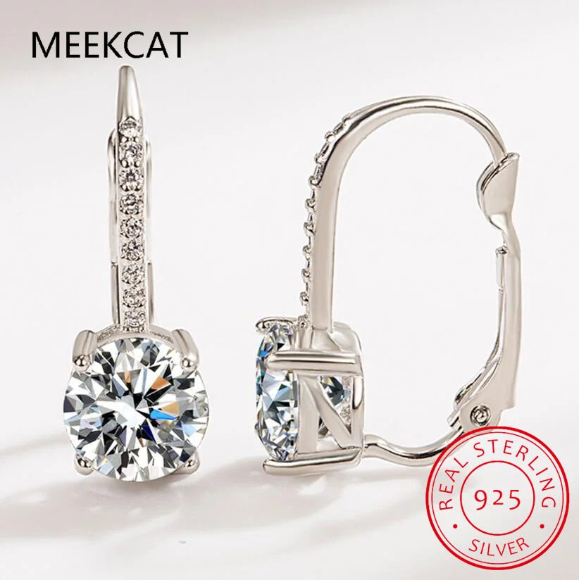 Créoles Moissanite 2 Carats Or 18k | 8mm Diamant Lab | Femme | Argent 925 Original | Huggies Luxe