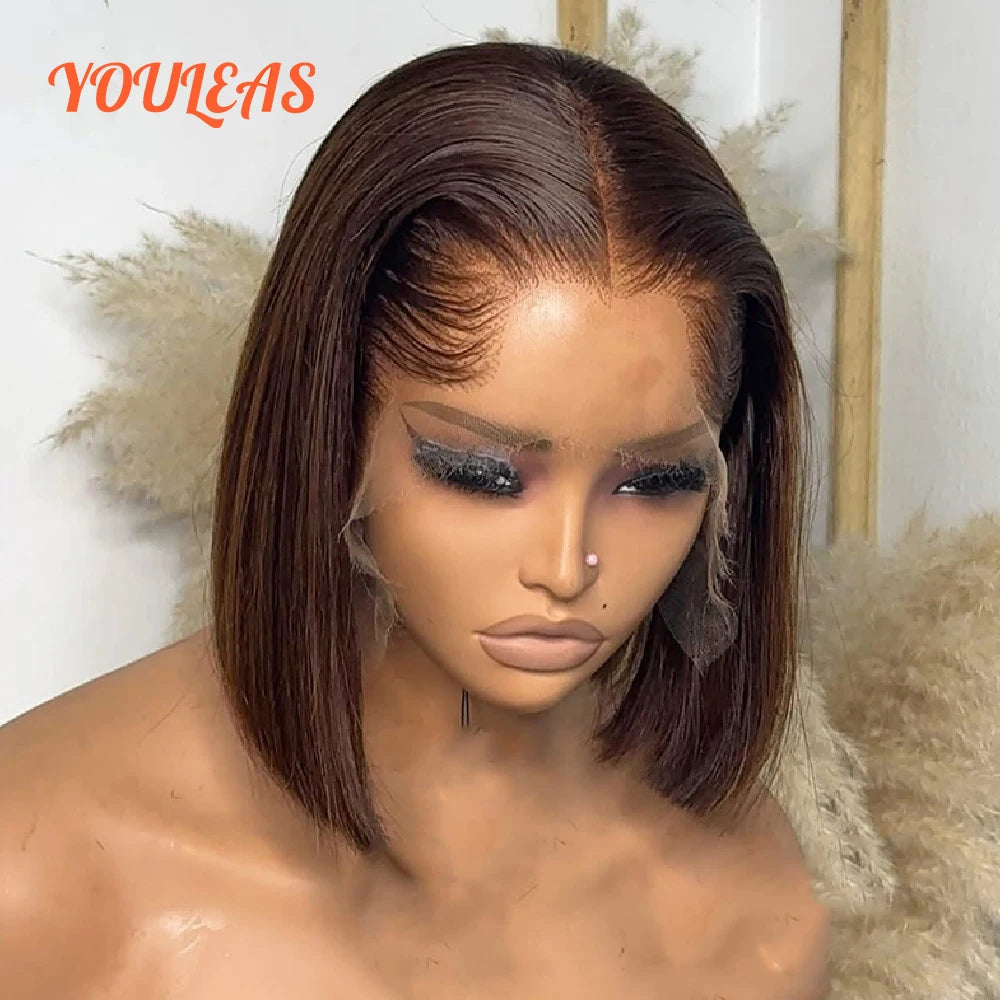 Lagos Hairline Straight Bob Human Hair Wig Short Dark Blonde 13x4 HD Lace Frontal Glueless Wigs Preplucked Ready To Wear