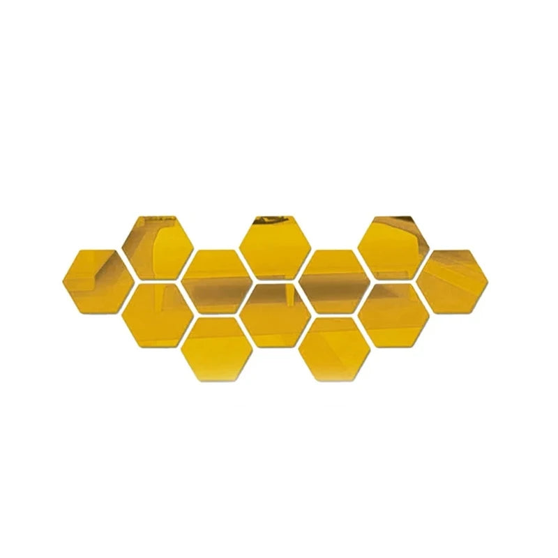 Hexagonal Mirror Wall Decals | Self-Adhesive 3D Acrylic Decorative Mirrors | Creative Wall Decals for Living Rooms and Bedrooms