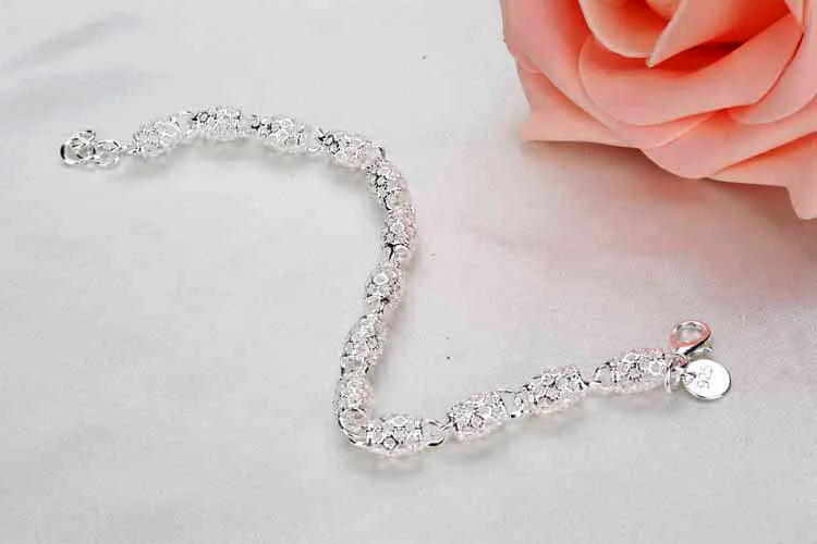 Bracelet Argent 925 Zirconia Géométrique | Chaîne Link Charme | Cadeau Noël & Bijou Femme