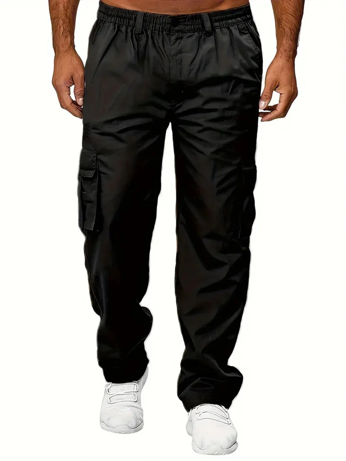 Men's Cargo Pants Sweatpants Outdoor Loose Straight Long Trousers Summer Casual Multi-Pocket Durable Workwear Male Trousers