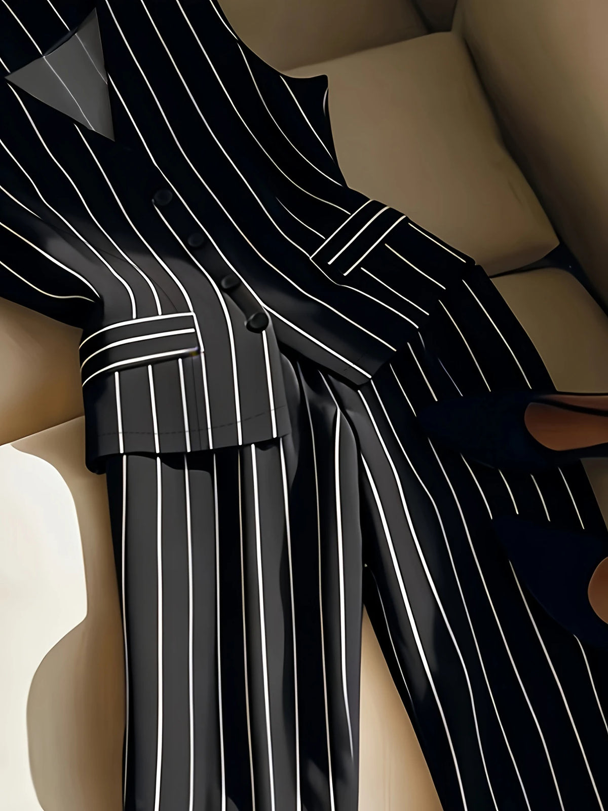 Ensemble Femme Gilet Sans Manches Blazer & Pantalon Large | Minimaliste Élégant | Mode Tendance