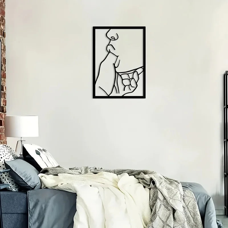 1pc Sleek Metal Abstract Line Wall Art - Modern Minimalist Decor, Durable Rust-Resistant Hanging, Elevates Home Interiors
