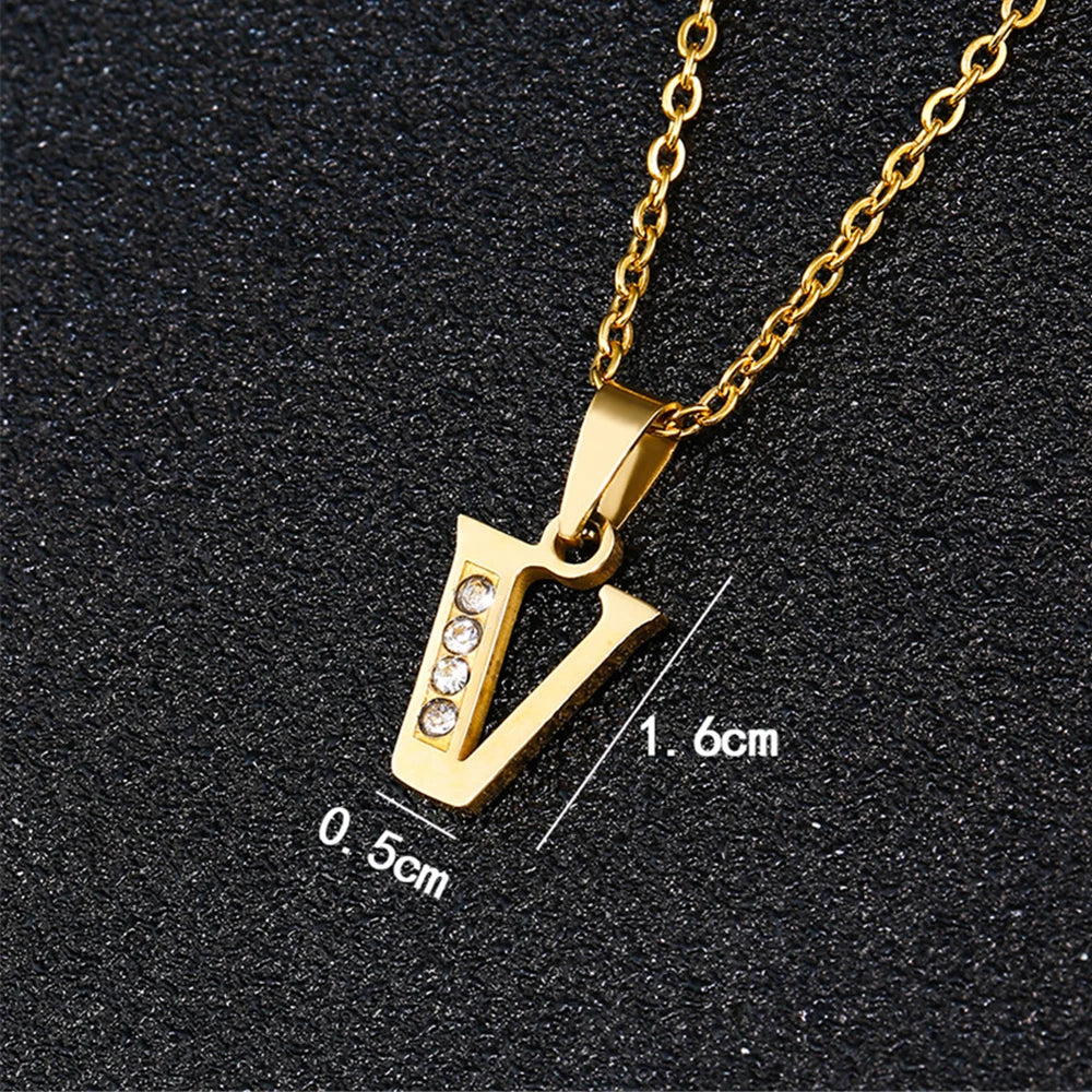 Initial A-Z Letter Name Pendant Necklace Gold Color Stainless Steel Small Alphabet Necklace For Women Jewelry Birthday Gift