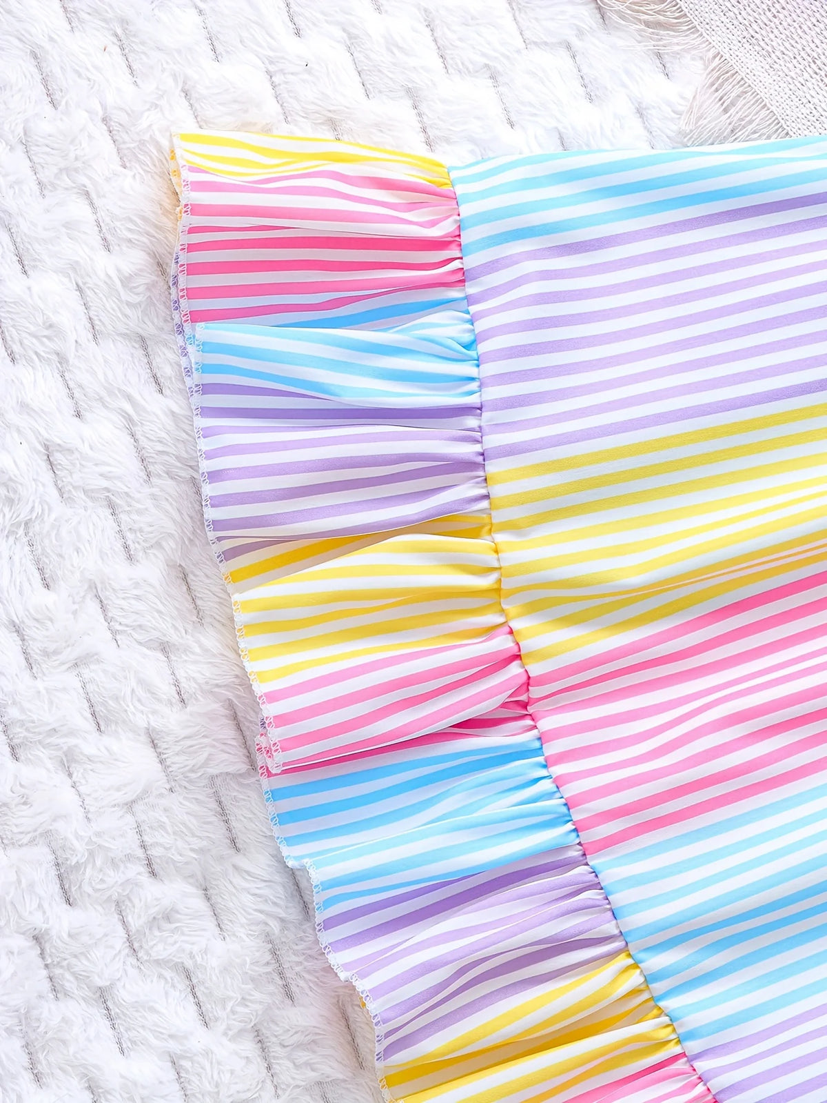 Robe Bretèlles Été Fille | Rayures Colorées Volantée | Plage & Vacances Enfant