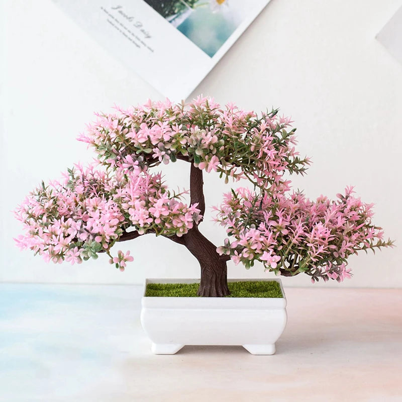 Bonsaï Artificiel Pot | Arbre Faux Fleurs | Décoration Bureau, Salon & Hôtel