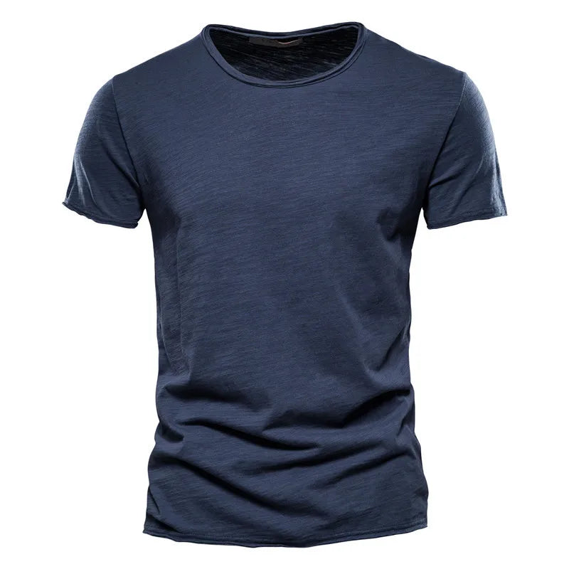 T-Shirt Homme 100% Coton | Col Rond | Manches Courtes | Uni Casual | Doux & Confortable | Été