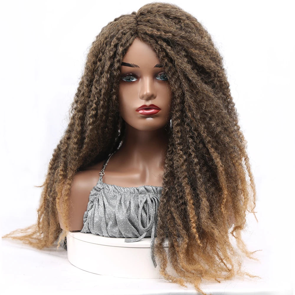 Perruque Marley Braid | 18 Pouces | Synthétique Dreadlock | Afro Kinky Naturelle | Tressage | Femme
