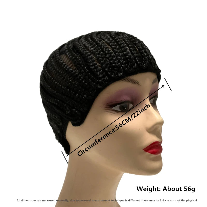 Braided Wig Cap For Crochet Hair Braids Breathable Cornrow Cap for Easier Sew in Weave Hair Glueless Black Cornrow Crochet Wig Cap
