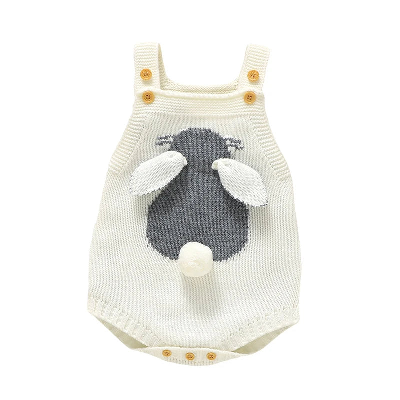 Body Bébé Tricoté Sans Bretelles | Lapin Dessin Animé | Sans Manches | Nouveau-Né 0-18M | Mode