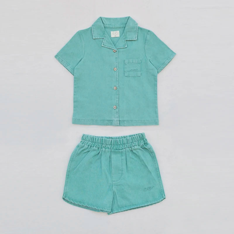 Collection Denim Vert Ali Co SS26 | Robe Chemise & Salopette Coton | Fille & Garçon | Restockage