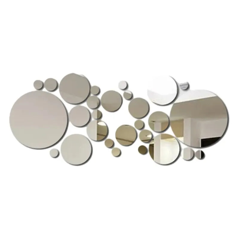 Lot 26 Stickers Miroir Rond Acrylique 3D | DIY Chambre Salle de Bain & Télévision | Décor Mural