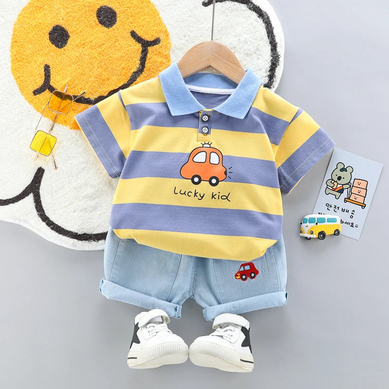 Ensemble Polo & Short Jean Garçon | Haute Qualité | 2 Pièces Été | Mode Enfant & Fille