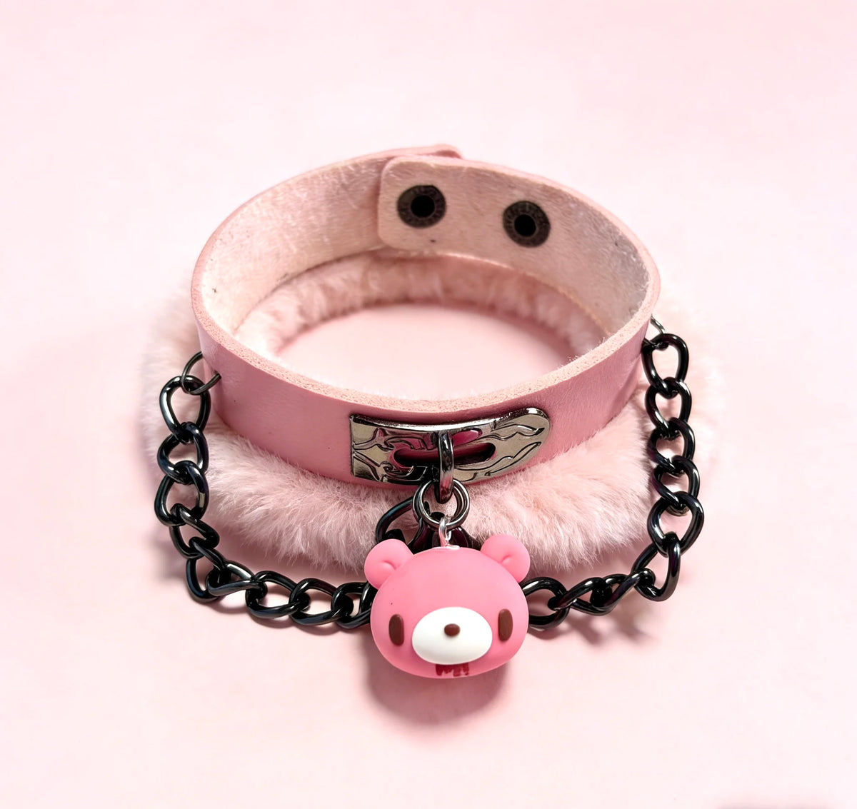 Cute Bear Charm Leather Bracelet Gothic Cute Style Adjustable Chain Wristband for Women Girls Daily Accessory