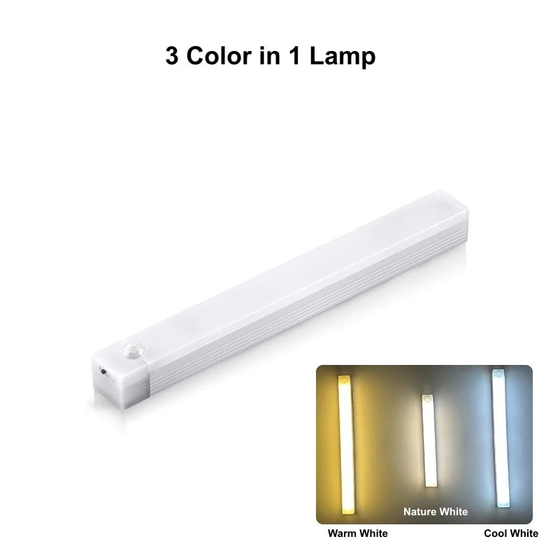 Rechargeable Motion Sensor LED Bar Light, Induction Night Light, Portable Cordless Magnetic Cabinet Lamp for Kitchen Bedside