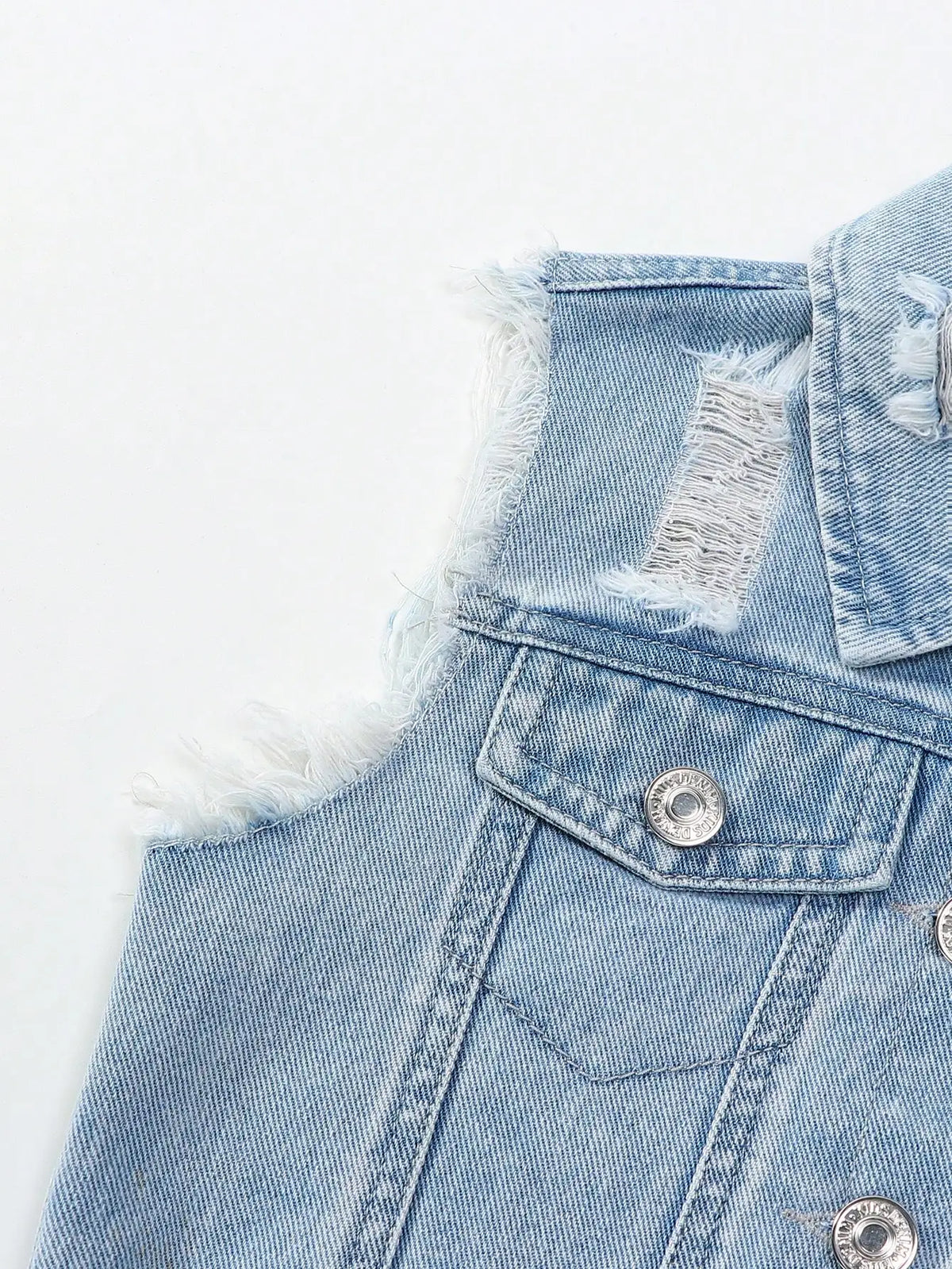 Girls Casual Style Sleeveless Top with Distressed Denim Skirt Set - Trendy Outfit for Kids