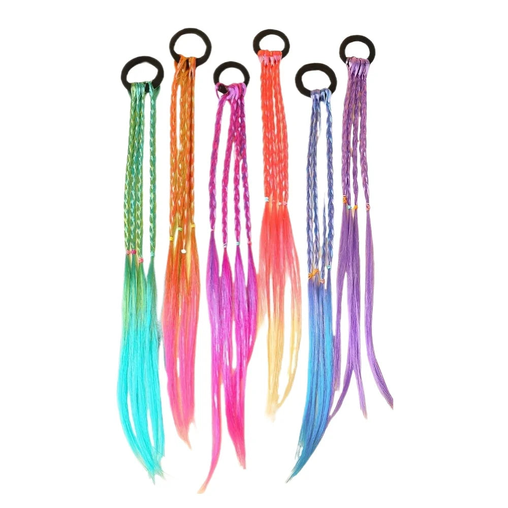 6 Pieces of Multi-Color Bohemian Style Sweet Wig Braid Hair Ties Suitable for Girls