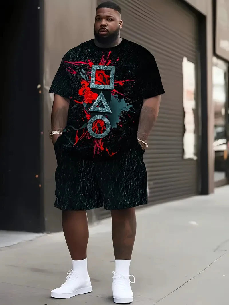 Ensemble t-shirt imprimé et short pour homme | Cordon de serrage