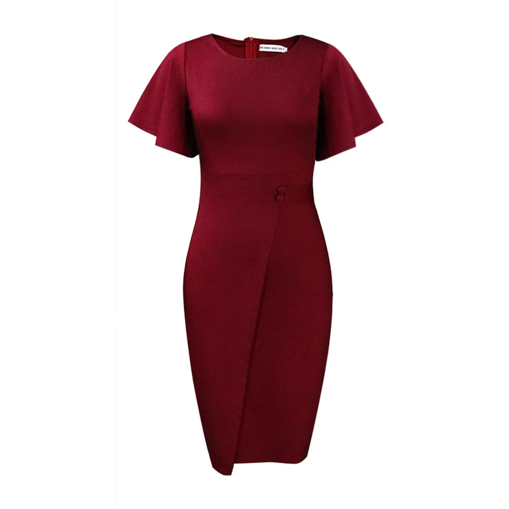 Robe Bodycon Femme Grande Taille 2025 | Élégante Bureau | Sexy Manches Courtes | Taille Haute Cintrée