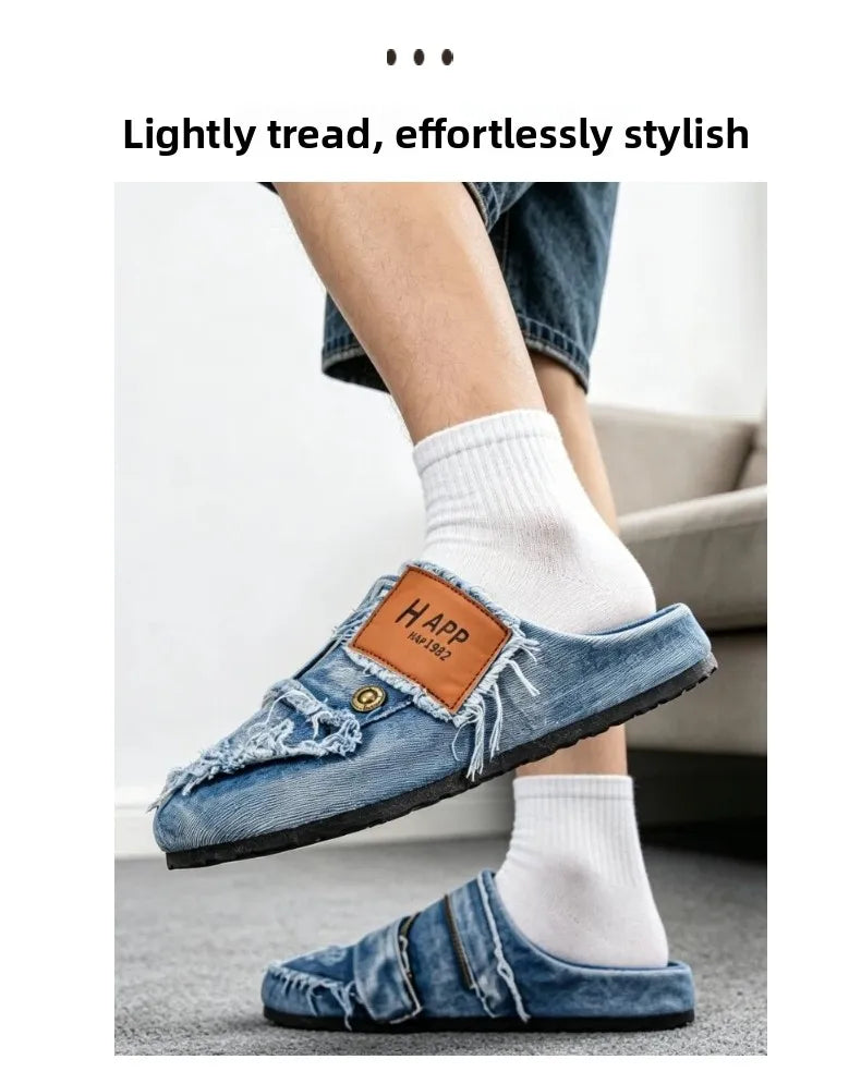 Chaussures Homme Tendance Été 2026 | Denim Bleu Canvas | Grande Pointure 47 | Casual Slip-On Street
