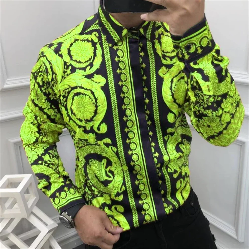 Chemise imprimée à manches longues pour homme | S à 5XL