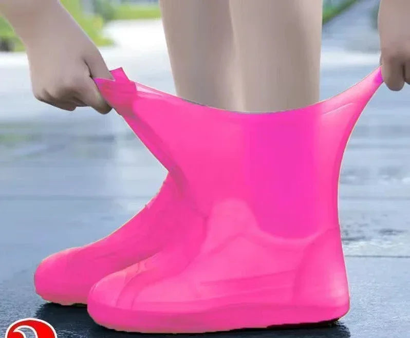 1 Pair Silicone Waterproof Shoe Covers Slip-resistant Rubber Rain Boot Rain Gear Overshoes Accessories for Outdoor Rainy Day