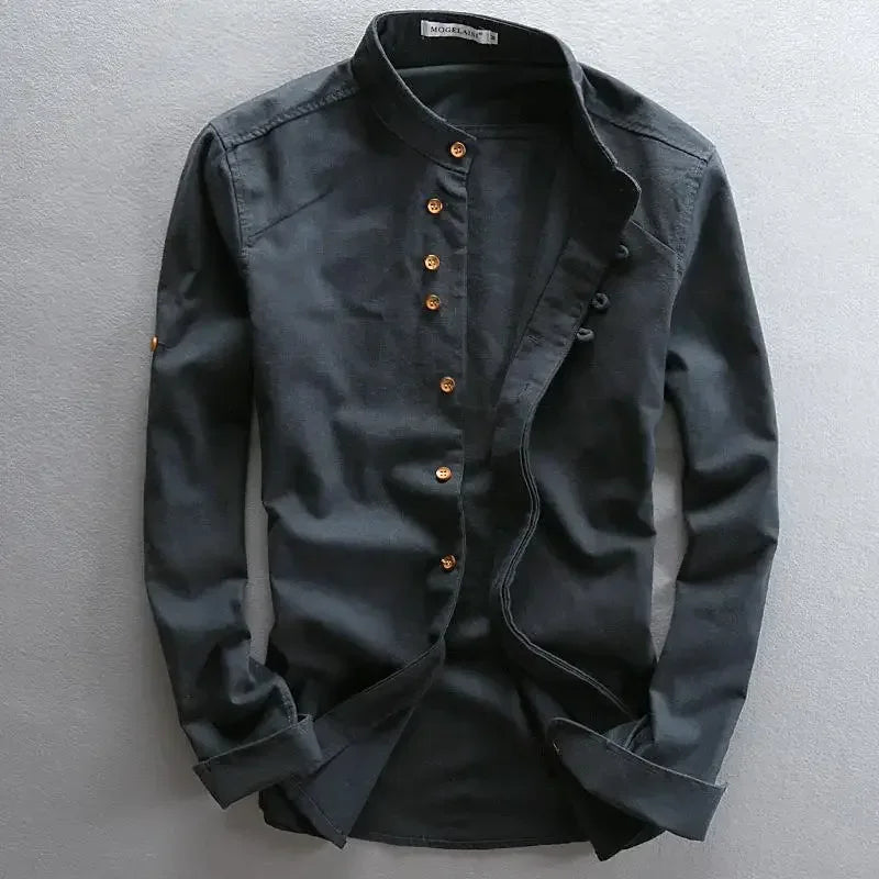 Chemise ample en coton et lin pour homme | Manches longues | M à 7XL