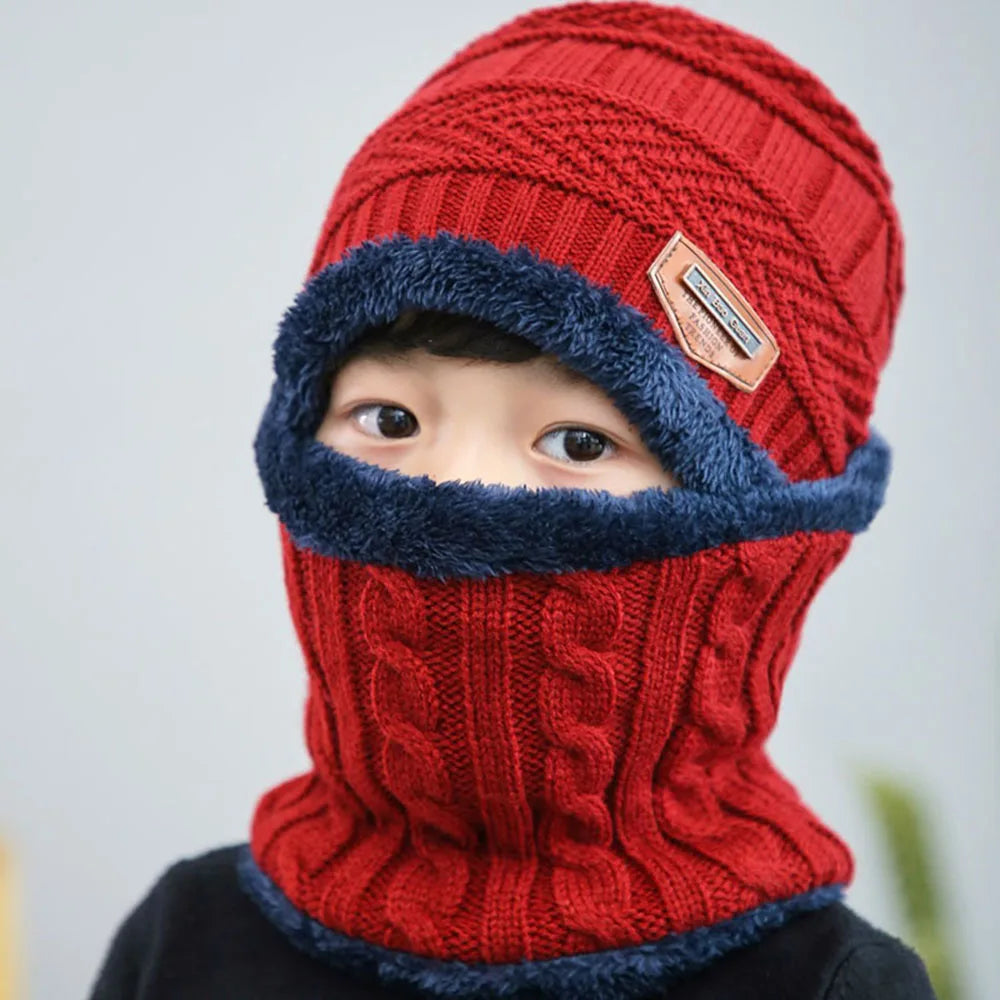 Set Bonnet & Écharpe Hiver Enfant | Polaire Doublé Tricot Épais | Chaud Garçon Fille