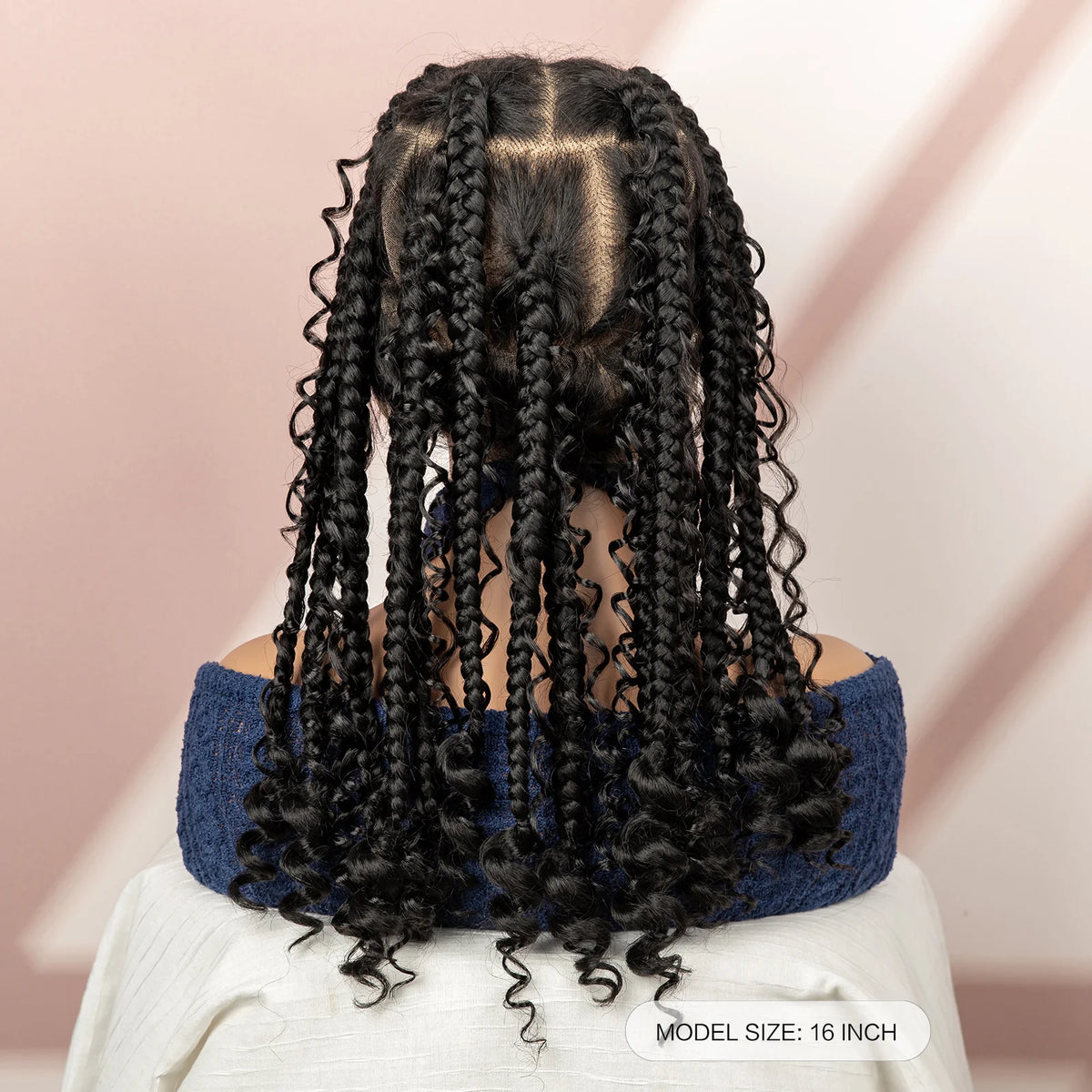 Perruque Full Lace Tresses Box Braids Boho Knotless | 16 Pouces | Bob Court | Synthétique Crochet | Femme