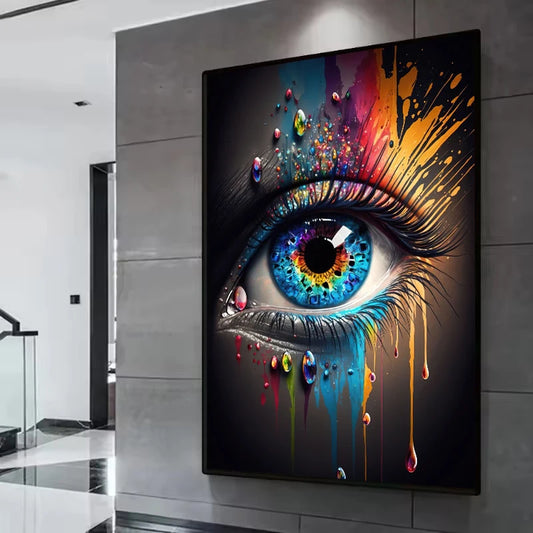 Affiche Art Mural Abstrait Classique | Motif Œil | Impression HD Canvas | Décoration Salon Chambre Bureau