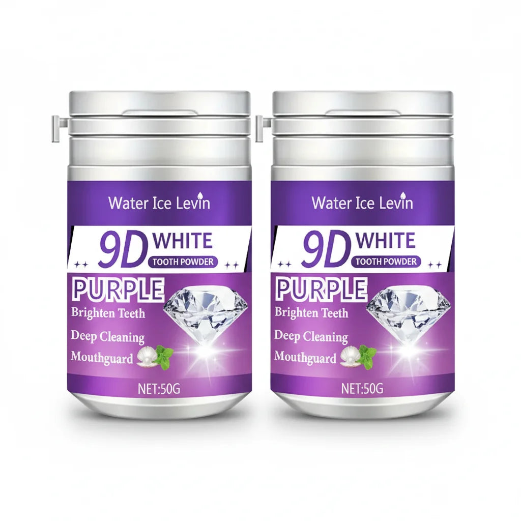 Poudre Dentaire 9D Formule Violette Brightening | Blanchit & Nettoie les Dents | Haleine Fraîche | 2-3 min/jour