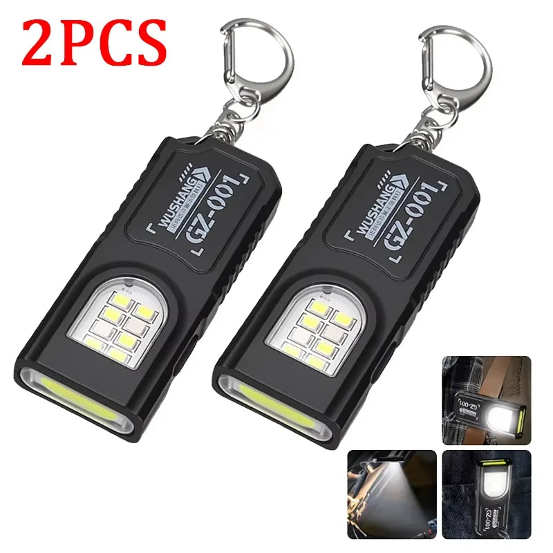 Lampe Torche Porte-Clés LED COB Rechargeable USB | Clip Stylo & Base Magnétique | Mini Lanterne Outdoor