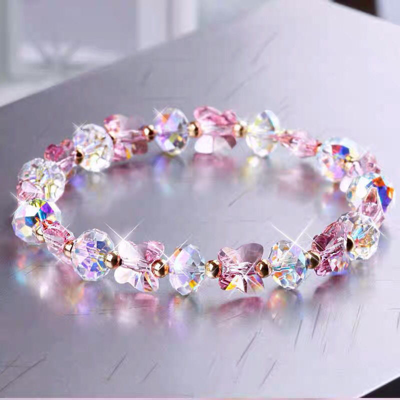 Butterfly Charm Crystal Stretch Beaded Bracelets Elastic Rope Women Temperament Bracelet & Bangles Charms Bohemian Jewelry