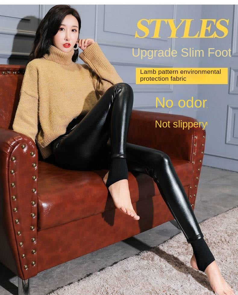 Legging Hiver Épais Velours Laine 700g Femme | Agneau Cachemire | Faux Cuir Chaud | Jegging
