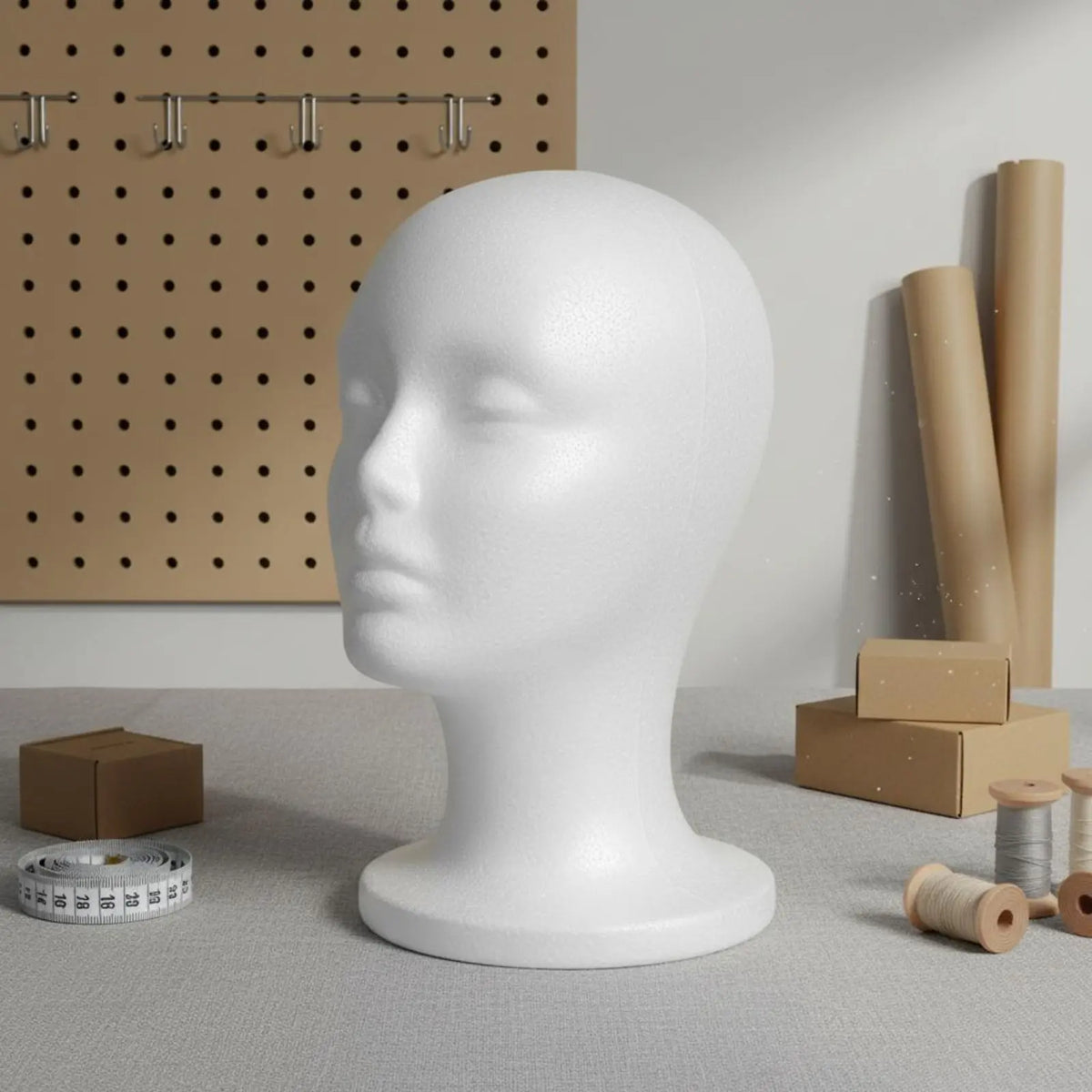 Wig Display Head Styrofoam Mannequin Model Foam Head Stand for Tailor Hairdresser Hat Boutique
