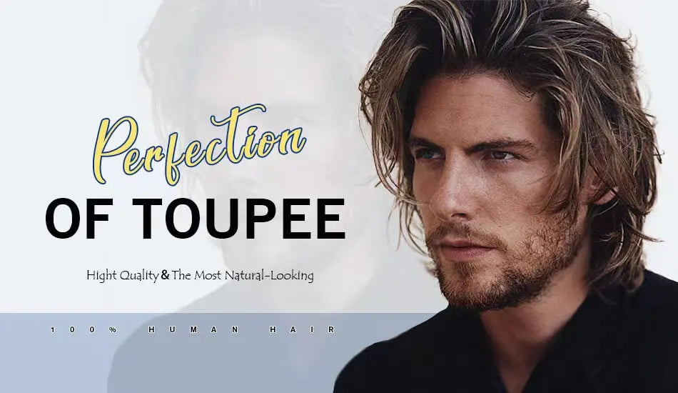 Toupét Homme Cheveux Humains Bouclés | Ligne Frontale Réaliste | Base PU Fine | Style V | Perruque Masculine