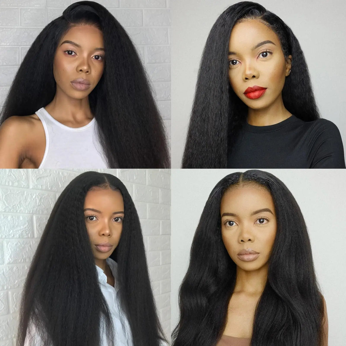 Extensions à Clips Kinky Straight Yaki 18 Pouces | Cheveux Humains Remy | Sans Couture | Femme
