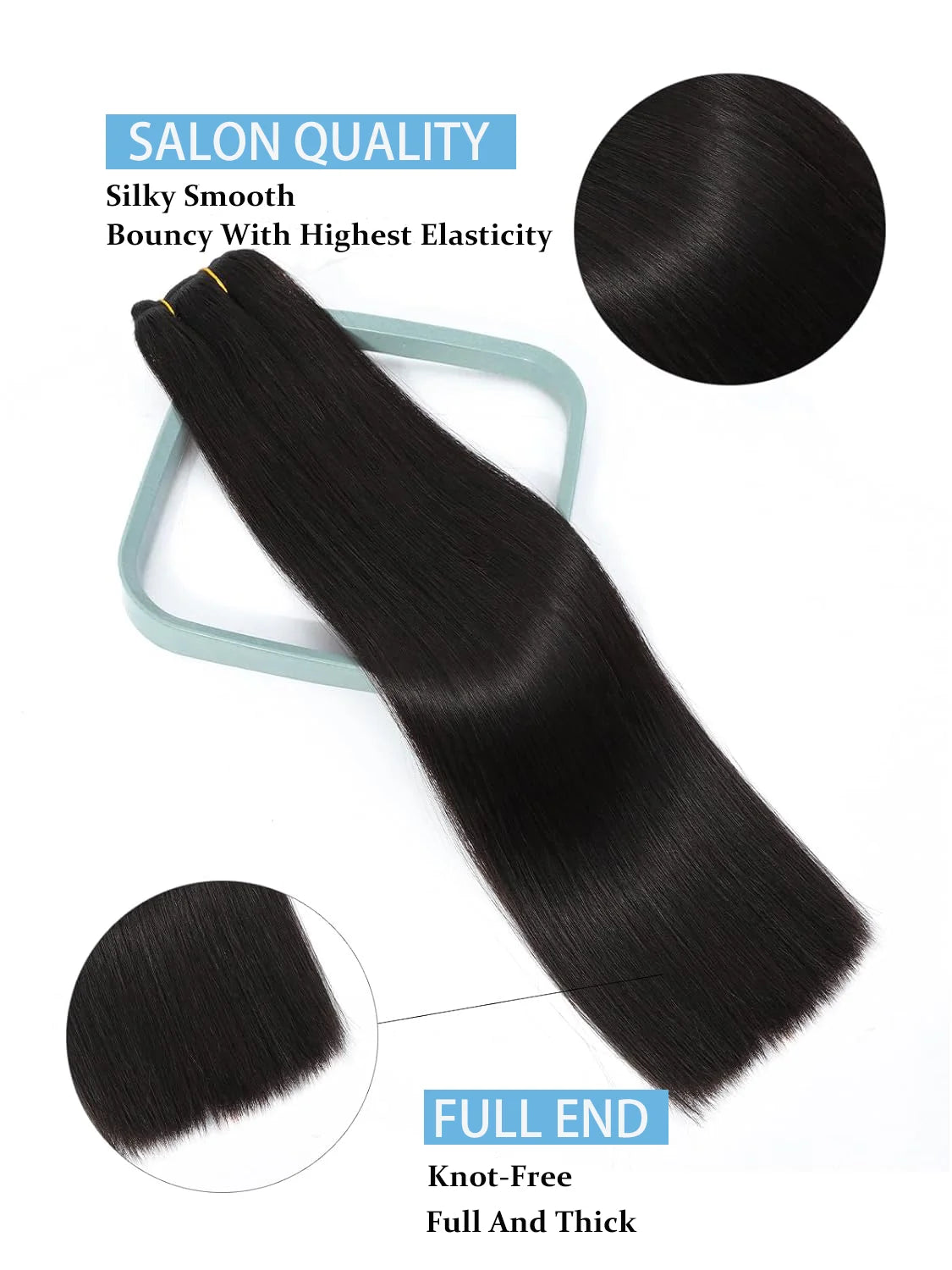Extensions à Clips Cheveux Humains | Noir Naturel | 18 Clips | 8 Pièces | Volume Complet | Femme