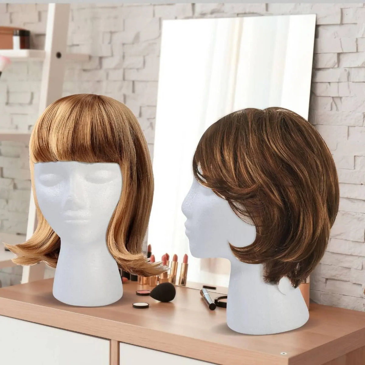 Wig Display Head Styrofoam Mannequin Model Foam Head Stand for Tailor Hairdresser Hat Boutique