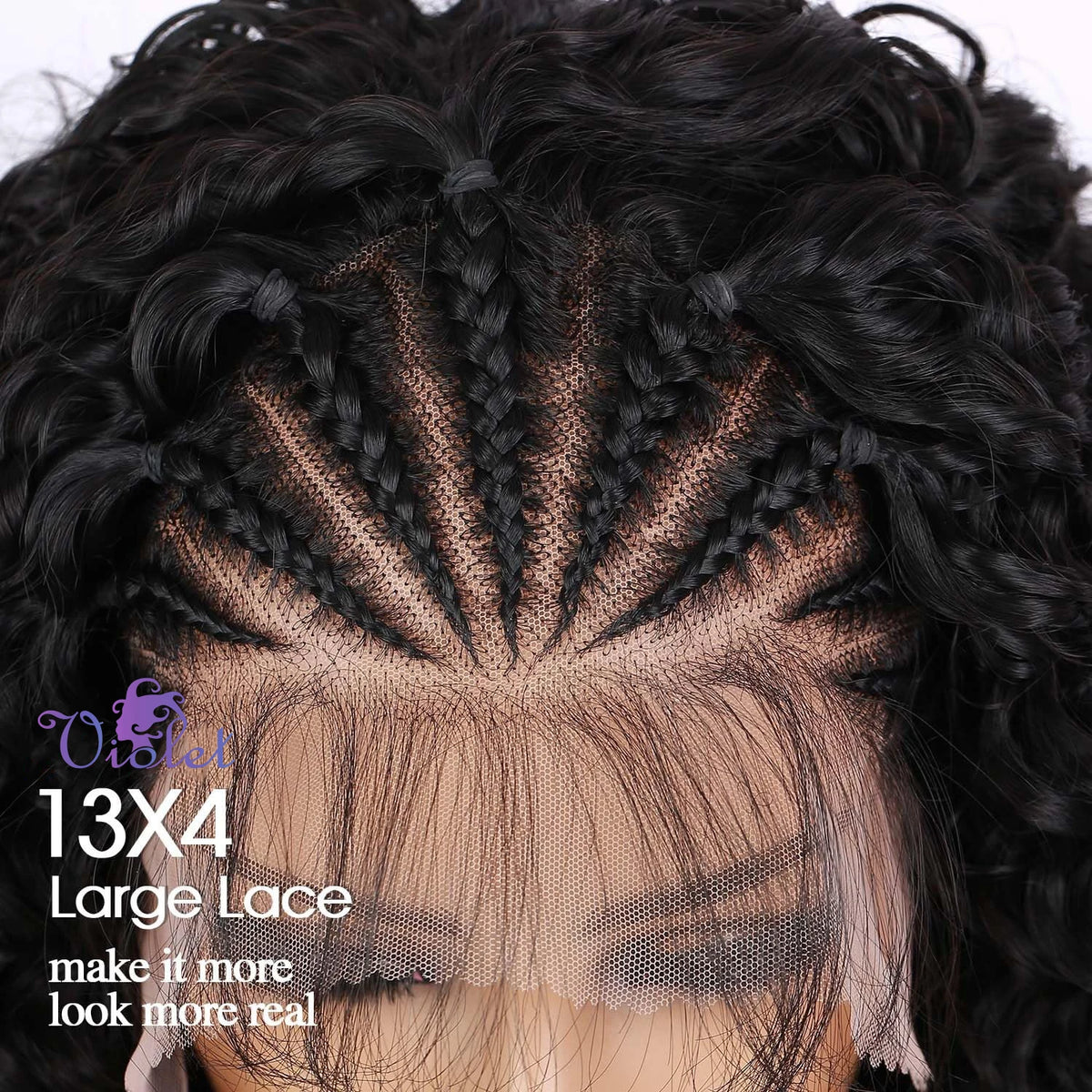 Perruque Bob Curly | 13x4 Lace Front | Tresses Cornrow Pré-Tressées | Quickwig | Cheveux Humains | Femmes Noires