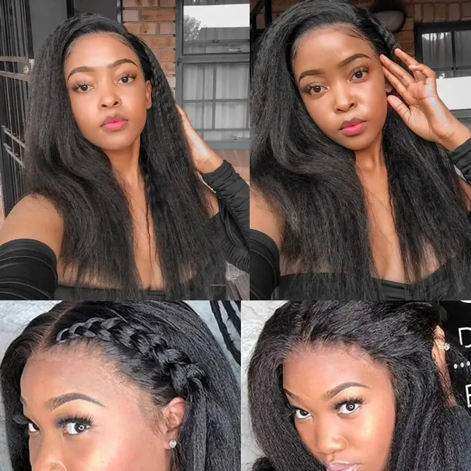 Extensions à Clips Kinky Straight Yaki 18 Pouces | Cheveux Humains Remy | Sans Couture | Femme