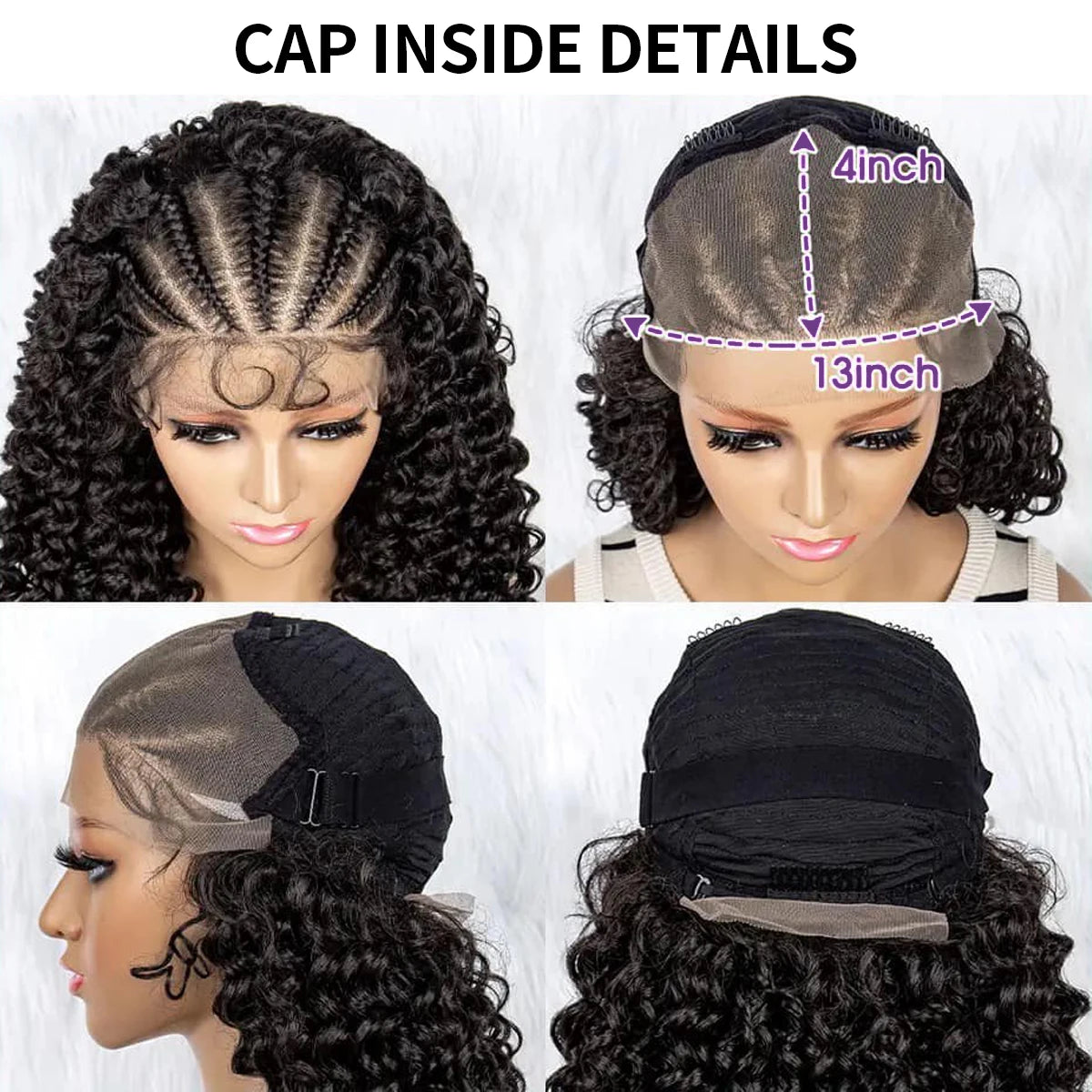 Perruque Bob Curly | 13x4 Lace Front | Tresses Cornrow Pré-Tressées | Quickwig | Cheveux Humains | Femmes Noires