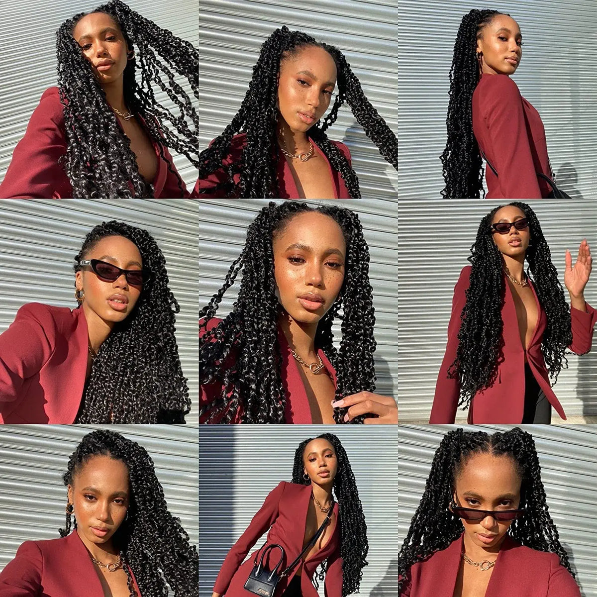 Tresses Crochet Senegalese Twist Bouclées | Brun Ombre Synthétique | Water Wave | Afro Femme | Passion & Majesty Twist